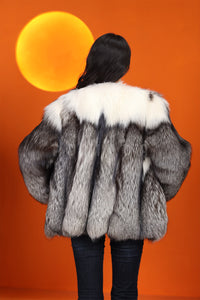 Natrual Saga platinum gold fox fur coat & jacket