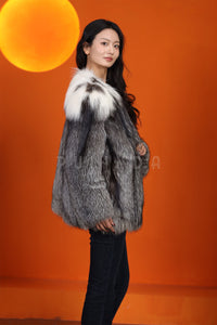 Natrual Saga platinum gold fox fur coat & jacket