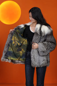 Natrual Saga platinum gold fox fur coat & jacket