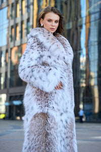 Classic Bobcat Fur Coat (Natural) Collared