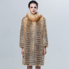 Load image into Gallery viewer, Fashion women Saga red fox fur trench coat

