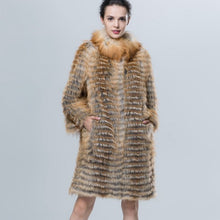 Load image into Gallery viewer, Fashion women Saga red fox fur trench coat
