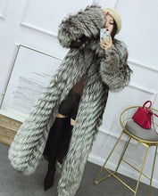 Load image into Gallery viewer, Full length Silver Fox Fur Long Coat
