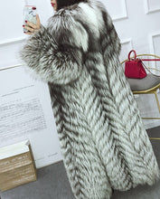 Load image into Gallery viewer, Full length Silver Fox Fur Long Coat
