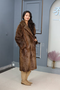 Full length beaver fur coat with english collar5