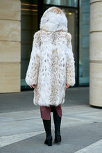 Load image into Gallery viewer, Hooded Bobcat Fur Coat (Natural)
