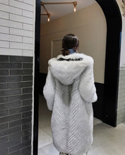 Load image into Gallery viewer, Hooded Fox Fur Long Coat
