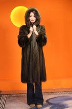 Load image into Gallery viewer, Full length natural racoon fur hooded coat
