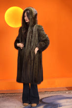 Load image into Gallery viewer, Full length natural racoon fur hooded coat
