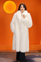 Load image into Gallery viewer, Full length natural Saga arctic fox fur coat with shawl collar
