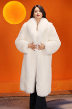 Load image into Gallery viewer, Full length natural Saga arctic fox fur coat with shawl collar
