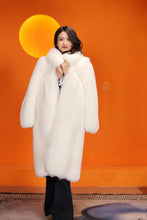 Load image into Gallery viewer, Full length natural Saga arctic fox fur coat with shawl collar
