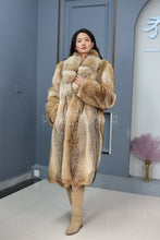 Load image into Gallery viewer, Full length coyote fur coat with shawl collar
