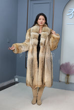 Load image into Gallery viewer, Full length coyote fur coat with shawl collar
