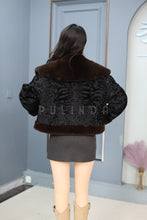 Load image into Gallery viewer, Natural karakul coat &amp; jacket with mink shawl collar
