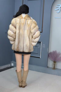 Natrual Saga kit fox fur coat & jacket with shawl collar