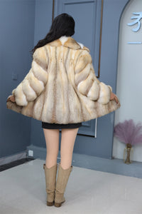 Natrual Saga kit fox fur coat & jacket with shawl collar