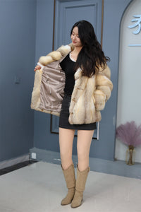 Natrual Saga kit fox fur coat & jacket with shawl collar