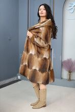 Load image into Gallery viewer, Full length muskrat fur hooded coat
