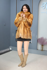 Natural Saga red fox fur coat & jacket