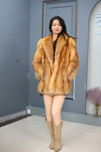 Natural Saga red fox fur coat & jacket