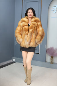 Natural Saga red fox fur coat & jacket