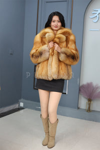 Natural Saga red fox fur coat & jacket