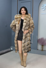 Load image into Gallery viewer, Full length Saga gray fox fur hooded coat
