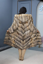 Load image into Gallery viewer, Full length Saga gray fox fur hooded coat
