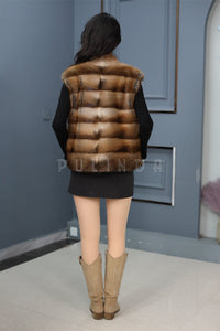 Women Genuine Muskrat Fur Vest