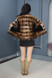 Women Genuine Muskrat Fur Vest