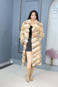 Full length kit fox fur coat with english collar