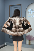 Load image into Gallery viewer, Women Genuine Chinchilla Rex Fur Hooded Vest
