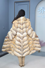 Load image into Gallery viewer, Full length kit fox fur coat with english collar
