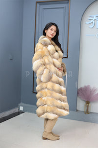 Full length kit fox fur coat with english collar