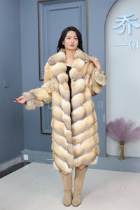 Full length kit fox fur coat with english collar