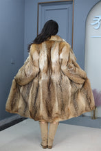 Load image into Gallery viewer, Full length coyote fur coat with shawl collar
