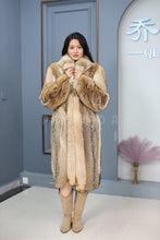 Load image into Gallery viewer, Full length coyote fur coat with shawl collar
