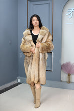 Load image into Gallery viewer, Full length coyote fur coat with shawl collar
