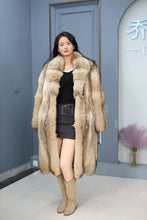 Load image into Gallery viewer, Full length coyote fur coat with shawl collar
