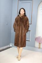 Load image into Gallery viewer, Full length Saga mink fur coat with stand collar
