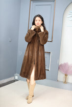 Load image into Gallery viewer, Full length Saga mink fur coat with stand collar
