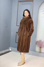 Load image into Gallery viewer, Full length Saga mink fur coat with stand collar
