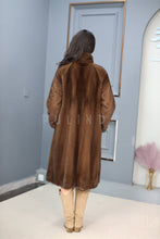 Load image into Gallery viewer, Full length Saga mink fur coat with stand collar
