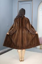 Load image into Gallery viewer, Full length Saga mink fur coat with stand collar
