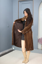 Load image into Gallery viewer, Full length Saga mink fur coat with stand collar
