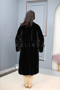 Full length natural Saga mink fur coat