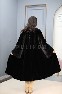 Full length natural Saga mink fur coat