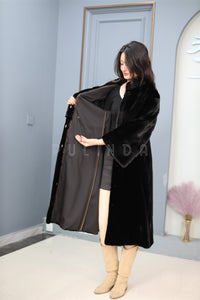 Full length natural Saga mink fur coat