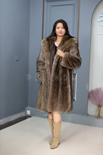 Load image into Gallery viewer, Full length natural racoon fur hooded coat
